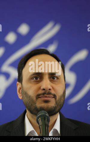 Teheran, Iran. Februar 2024. Der iranische Regierungssprecher ALI BAHADORI JAHROMI spricht während einer Pressekonferenz auf der 24. Iran Media Expo in Teheran. (Kreditbild: © Rouzbeh Fouladi/ZUMA Press Wire) NUR REDAKTIONELLE VERWENDUNG! Nicht für kommerzielle ZWECKE! Stockfoto