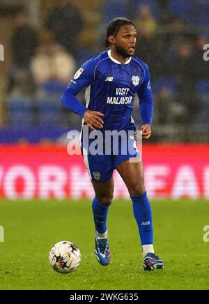 Mahlon Romeo von Cardiff City während des Sky Bet Championship Matches im Cardiff City Stadium in Cardiff. Bilddatum: Dienstag, 20. Februar 2024. Stockfoto