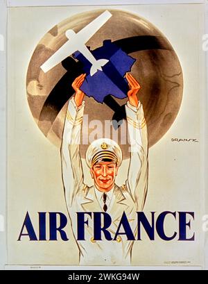 Vintage-Reiseposter für Air France 1933 Dransy Stockfoto