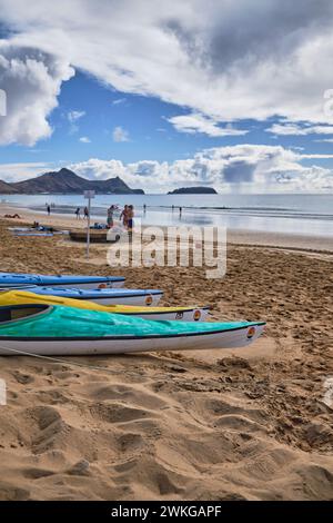 Strand von Porto Santo in der Nebensaison Stockfoto