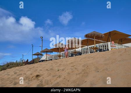 Strand von Porto Santo in der Nebensaison Stockfoto