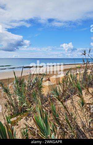 Strand von Porto Santo in der Nebensaison Stockfoto