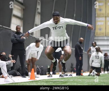 Metairie, USA. Februar 2024. Während des Allstate HBCU Legacy Bowl am Montag, den 19. Februar 2024, im New Orleans Saints Ochsner Sports Performance Center in Metairie, Louisiana. (Foto: Peter G. Forest/SIPA USA) Credit: SIPA USA/Alamy Live News Stockfoto