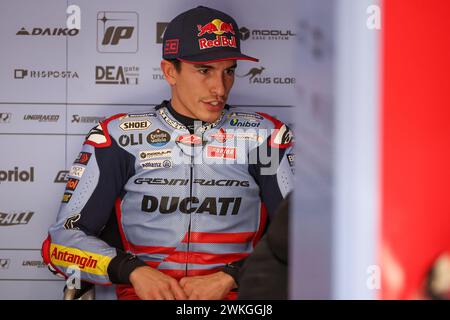 Doha, Katar. Februar 2024. Der spanische Fahrer Marc Marquez von Gresini Racing wird am zweiten Tag der MotoGP-Vorsaisontests auf dem Lusail International Circuit in Lusail, Doha, Katar, am 20. Februar 2024 gesehen. Quelle: Qian Jun/Xinhua/Alamy Live News Stockfoto