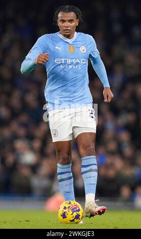 MANCHESTER, GROSSBRITANNIEN. Februar 2024. Manuel Akanji von Manchester City während des Premier League-Spiels im Etihad Stadium in Manchester. Der Bildnachweis sollte lauten: Andrew Yates/Sportimage Credit: Sportimage Ltd/Alamy Live News Stockfoto