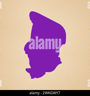 Kartensymbol Tschad. Ländliche Form auf leuchtend gestreiftem verlaufendem Hintergrund. Lebendiges Poster im Tschad. Erstaunliche Vektorillustration. Stock Vektor