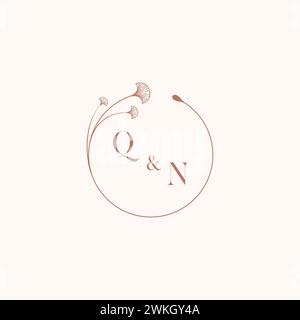 QN-Hochzeitsmonogramm-Logodesignideas als Inspiration Stock Vektor