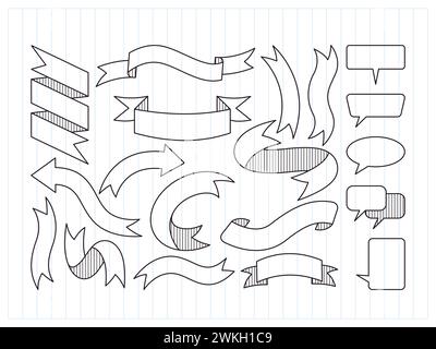 Dekoratives Design mit Pfeilblase und leerem leerem Bandanhänger Stock Vektor