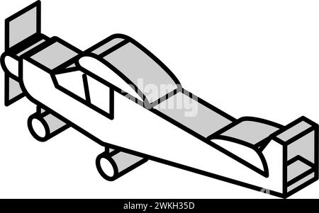 Trizyklische Ausrüstung Flugzeug isometrische Symbolvektordarstellung Stock Vektor