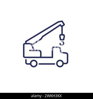 Liniensymbol des Kranwagens auf weiß Stock Vektor