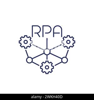 RPA-Symbol, Roboterprozessautomatisierung, Linienvektor Stock Vektor