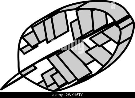 Isometrisches Symbol der Banane mit tropischem Blatt Stock Vektor