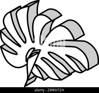 monstera Blatt Pflanze isometrische Symbol Vektor Illustration Stock Vektor