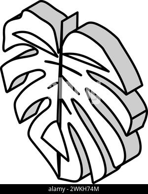monstera Pflanze Blatt isometrische Symbol Vektor Illustration Stock Vektor