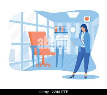 Hotelroomservice Frauenjobs, Hotelmanagement. Moderne Illustration des flachen Vektors Stock Vektor