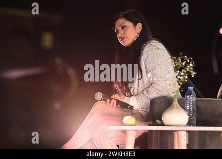 Mexiko-Stadt, Mexiko. Februar 2024. Die chilenische Sängerin und Songwriterin Mon Laferte nimmt an einer Pressekonferenz Teil, um ihre Autopoietica-Tour am 20. Februar 2024 im Palacio de los Deportes in Mexiko-Stadt anzukündigen. (Foto: Marco Gonzalez/Eyepix Group) Credit: NurPhoto SRL/Alamy Live News Stockfoto