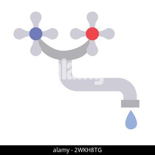 Wasserhahn, heiß- und Kaltwassermischer. Illustration des Vektormaterials auf weißem Hintergrund isoliert. Stock Vektor