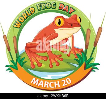 Farbenfroher Frosch im Design des World Frog Day Stock Vektor