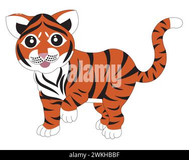 Chinesischer Tiger. Illustration des Vektormaterials auf weißem Hintergrund isoliert. Stock Vektor