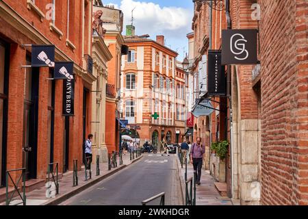 Rue Croix Baragnon, Toulouse, Haute-Garonne, Occitanie, Frankreich, Europa. Stockfoto