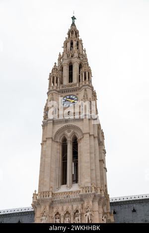 Rathaus Uhrturm, Wien, Österreich Stockfoto