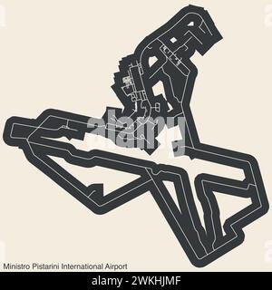 Terminalplan des INTERNATIONALEN FLUGHAFENS MINISTRO PISTARINI (EZE, SAEZ), BUENOS AIRES Stock Vektor