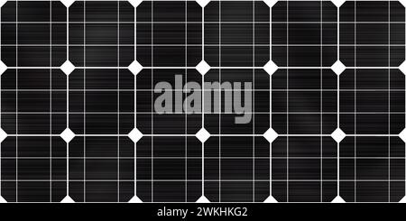 Die Textur eines monokristallinen Sonnenkollektors als nahtloses Muster. Erneuerbare Sonnenenergie. Umweltschutz und Ökologie. Abbildung im Vektor Stock Vektor