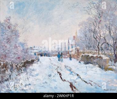 Claude Monet, Schneeszene in Argenteuil, Landschaftsmalerei in Öl auf Leinwand, 1875 Stockfoto