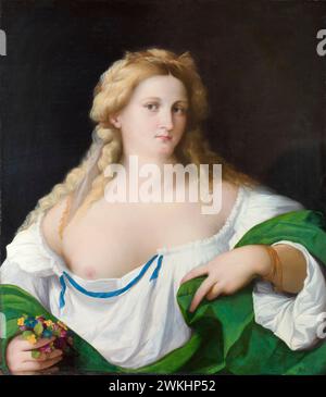 Palma Vecchio, Eine blonde Frau, Portraitgemälde in Öl auf Holz, um 1520 Stockfoto