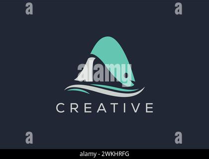 Creative and Minimal Letter A FISH Logo Vektorvorlage. Abstraktes, modernes Fischlogo Stock Vektor