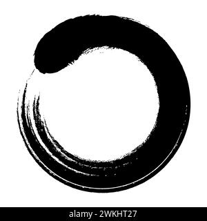 Enso-Kreis, kalligraphisches Zen-Symbol. Ein enso, japanisch für kreisförmige Form, ein Kreis, handgezeichnet in einem ungehemmten Pinselstrich. Stockfoto