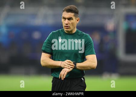 Mailand, Italien. Februar 2024. Schiedsrichter Istvan Kovacs im Achtelfinale der UEFA Champions League Spiel zwischen Inter Mailand und Atletico Madrid am Dienstag, den 20. Februar 2024, im Stadio Giuseppe Meazza, Italien Credit: Mickael Chavet/Alamy Live News Stockfoto