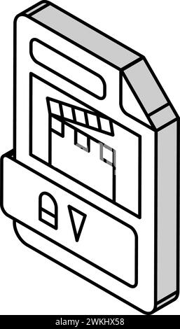 vektordarstellung des isometrischen Symbols im avi-Dateiformat des Dokuments Stock Vektor