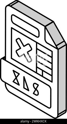 vektordarstellung des isometrischen Symbols im Dokument im xls-Dateiformat Stock Vektor