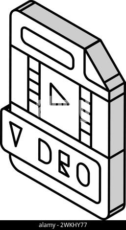 Vektordarstellung des isometrischen Symbols des Dokuments im Videodateiformat Stock Vektor