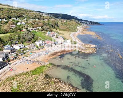 Steilhang Cove Isle of wight, britische Drohne, Luft, Blick aus der Luft Stockfoto