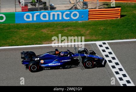 Sakhir, Bahrain. Februar 2024. 21. Februar 2024, Bahrain International Circuit, Sakhir, Formel-1-Testfahrten in Bahrain 2023, im Bild Alexander Albon (GBR), Williams Racing Credit: dpa/Alamy Live News Stockfoto