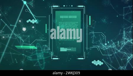 Bild der Datenverarbeitung und des Netzwerks von Verbindungen über Formen Stockfoto