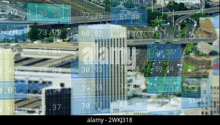 Bild der Verarbeitung finanzieller Daten über dem Stadtbild Stockfoto