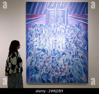 National Portrait Gallery, London, Großbritannien. Februar 2024. The Time Is Always Now: Artists Reframe the Black Figure zeigt die Arbeiten von 22 zeitgenössischen Künstlern aus der afrikanischen Diaspora und hebt deren Verwendung von Figuren hervor, um den Reichtum und die Komplexität des Black Life zu beleuchten, das vom 22. Februar bis 19. Mai 2024 stattfindet. Bild: Itchin & Scratchin, Denzil Forrester, 2019. Quelle: Malcolm Park/Alamy Live News Stockfoto