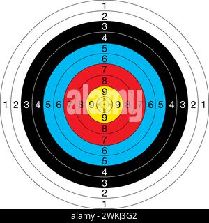 Bogenschießen Zentrum Ziel für den Sport des Olympischen Bogenschießens, Vektorillustration Stock Vektor