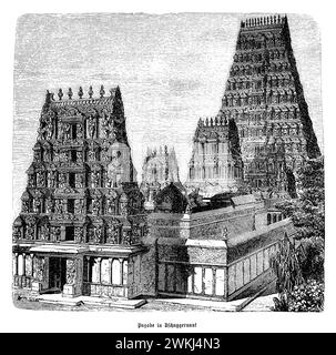 Der Halasuru Someshwara Tempel, eingebettet in die geschäftige Stadt Bangalore, ist ein prächtiges Beispiel für die alte dravidische Architektur. Dieser ehrwürdige Tempel, der Lord Shiva gewidmet ist, mit seiner Geschichte, die in der Chola-Zeit verwurzelt ist, zeigt komplizierte Schnitzereien, prächtige Säulen und einen großen Rajagopuram (Hauptturm). Der Tempelkomplex ist mit verschiedenen Skulpturen und Wandmalereien geschmückt, die Szenen aus der hinduistischen Mythologie darstellen und die künstlerischen Fähigkeiten der Handwerker hervorheben. Im Laufe der Jahrhunderte diente es als spirituelles Zentrum für Gläubige und bot einen friedlichen Rückzugsort inmitten der urbanen Landschaft. Die Stockfoto