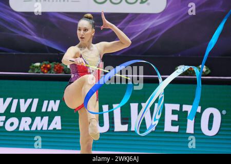 Chieti, Italien. Februar 2024. Talisa Torretti vom Team von Ginnastica Fabriano tritt in der ersten Runde der regulären Saison des an Stockfoto