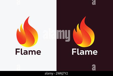 Minimalistische Fire Flame Logo Design Vektorvorlage. Moderner farbenfroher Flammenvektor. Wappen, Ingle-Logo. Stock Vektor