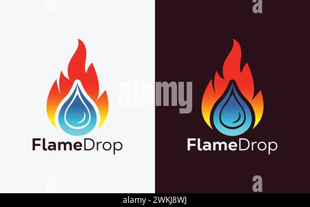 Minimalistische Fire Flame Drop Logo Design Vektorvorlage. Moderner farbenfroher Feuer Flamme Tropfen Vektor. Water Crest, INGELL-Logo Stock Vektor