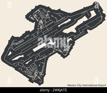 Terminalplan des INTERNATIONALEN FLUGHAFENS MEXIKO-STADT (MEX, MMMX), MEXIKO-STADT Stock Vektor