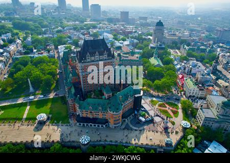 Ein Blick aus der Vogelperspektive auf das Fairmont Le Chateau Frontenac in Quebec, Kanada Stockfoto