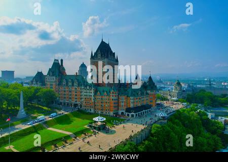 Der Blick auf das Fairmont Le Chateau Frontenac in Quebec, Kanada Stockfoto