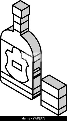 Vektordarstellung des isometrischen Symbols für Rum-Getränkeflaschen Stock Vektor
