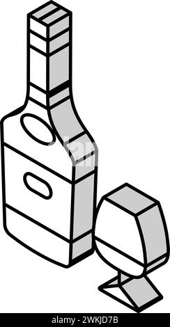 Isometrische Symbolvektordarstellung der Flasche mit Brandy-Getränken Stock Vektor